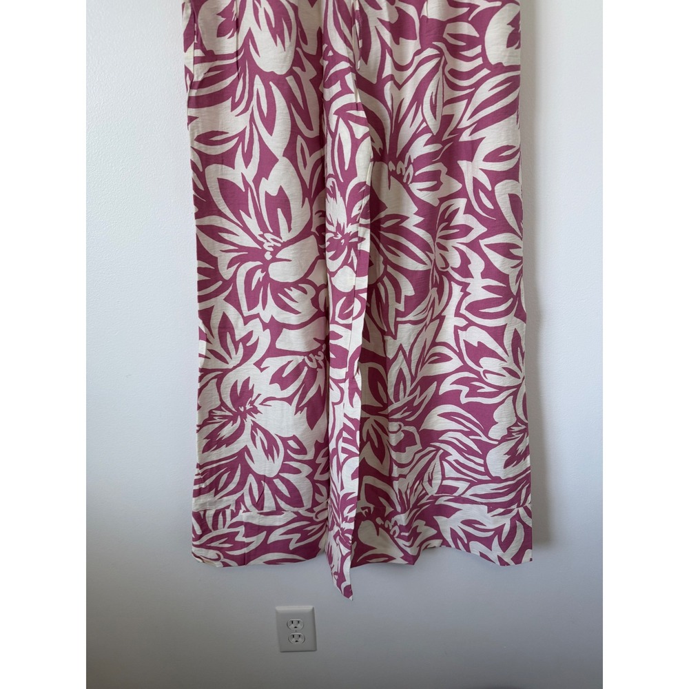 G & D Women's Wide-Leg Floral Pants – Pink & White – Size Large - Picture 3 of 6